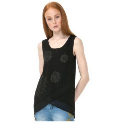 Desigual Koszulka Bez Rękawów Damska Sabado L Czarny. Czarne bluzki damskie Desigual, l, bez wzorów, bez kołnierzyka, bez rękawów. W wyprzedaży za 112,00 zł.