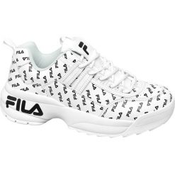 Białe sneakersy damskie Fila we wzór w loga Fila białe. Białe sneakersy damskie Fila, z gumy. Za 199,90 zł.