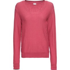 Sweter w prążek bonprix dymny malinowy. Różowe swetry damskie bonprix, bez wzorów, eleganckie, bez rękawów, bez kaptura. Za 89,99 zł.