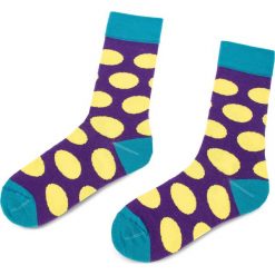 Skarpety Wysokie Unisex CUP OF SOX - Fioletowe Skarpety W Żółte Grochy C Fioletowy Kolorowy. Fioletowe skarpetki damskie marki Cup of sox, w grochy, z elastanu. Za 24,00 zł.