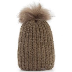 Czapka damska 87-HF-016-Z. Brązowe czapki damskie marki Wittchen, z dzianiny. Za 69,00 zł.