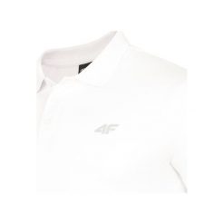 Koszulka polo męska TSM301 - biały. Białe koszulki polo męskie 4f, m, bez wzorów, z bawełny, eleganckie, polo, bez rękawów. W wyprzedaży za 19,99 zł.