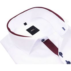 Biała koszula z bordową lamówką 883. Czerwone koszule męskie Mmer - Koszule męskie, m, bez wzorów, z bawełny, eleganckie, bez kołnierzyka, z długim rękawem. Za 143,10 zł.