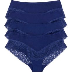 Figi "panty" z koronką (4 pary) bonprix kobaltowy. Niebieskie figi damskie marki bonprix, w koronkowe wzory, z koronki. Za 39,96 zł.
