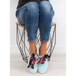 Trampki wiązane niebieskie ZEREN. Niebieskie buty sportowe damskie FunKee.pl, bez wzorów, z satyny, sportowe. Za 85,99 zł.