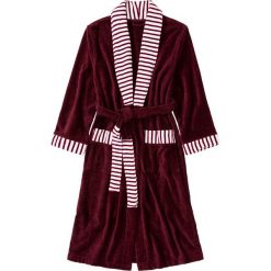 Szlafrok z frotte bonprix ciemnoczerwono-biały w paski. Czerwone szlafroki damskie bonprix, w paski, z bawełny, bez rękawów, bez kaptura. Za 109,99 zł.