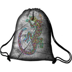Plecak - worek w kolorze czarnym ze wzorem - (S)39 x (W)47 cm. Czarne plecaki damskie Bertoni, w paski, z tkaniny, sportowe. W wyprzedaży za 39,95 zł.