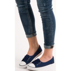Granatowe trampki. Trampki i tenisówki damskie J. STAR, bez wzorów, bez zapięcia. Za 32,90 zł.