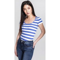 Niebieski T-shirt Center On. Niebieskie t-shirty damskie other, s, w paski, z dzianiny, z okrągłym kołnierzem. Za 29,99 zł.