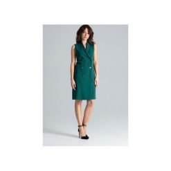 Sukienka L044 Zielony. Zielone sukienki damskie Lenitif, xl, bez wzorów, eleganckie, bez kołnierzyka, bez rękawów, midi, rozkloszowane. Za 239,00 zł.
