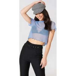 NA-KD Krótki siateczkowy T-shirt - Blue. Niebieskie t-shirty damskie marki NA-KD. W wyprzedaży za 40,48 zł.