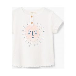 Mango Kids - Top dziecięcy Sunset 80-104 cm. Szare bluzki dziewczęce Mango Kids, z nadrukiem, z bawełny, z okrągłym kołnierzem. W wyprzedaży za 29,90 zł.