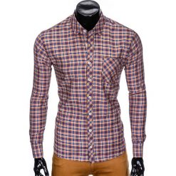 KOSZULA MĘSKA W KRATĘ Z DŁUGIM RĘKAWEM K421 - POMARAŃCZOWA. Pomarańczowe koszule męskie marki Ombre Clothing, s, z długim rękawem. Za 69,00 zł.