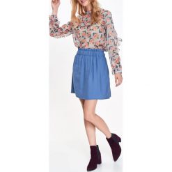 MINI SPÓDNICZKA DAMSKA. Niebieskie minispódniczki marki Top Secret, na co dzień, na zimę, z tkaniny, krótkie. W wyprzedaży za 49,99 zł.