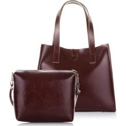 Skórzana shopper bag 2w1 PAOLO PERUZZI GA310 c.brąz - c.brązowy. Pomarańczowe torby damskie na zakupy Paolo Peruzzi, w paski, ze skóry, eleganckie, na ramię, duże, bez dodatków. Za 299,99 zł.