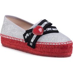 Espadryle LOVE MOSCHINO - JA10423G0AJJ0902 Argento. Szare espadryle damskie Love Moschino, bez wzorów, z tworzywa sztucznego, bez obcasa, na płaskiej podeszwie. W wyprzedaży za 599,00 zł.