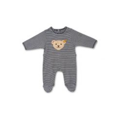 Steiff Baby Śpioszki w paski marine - niebieski. Niebieskie śpiochy niemowlęce marki Steiff, w paski, z bawełny, marine. Za 115,00 zł.