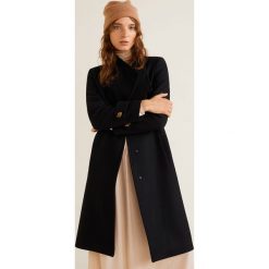 Mango - Płaszcz Luna. Czarne płaszcze damskie Mango, l, w paski, z materiału. Za 549,90 zł.