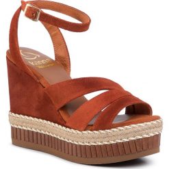 Espadryle KANNA - 20KV20270 Cortina Arcilla. Pomarańczowe espadryle damskie Kanna, bez wzorów, ze skóry, bez obcasa, na obcasie. Za 549,00 zł.