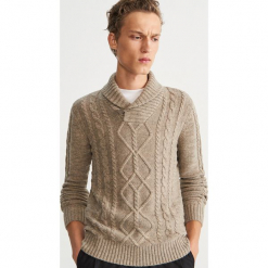 Sweter z domieszką wełny - Beżowy. Brązowe swetry klasyczne męskie marki Reserved, l, z wełny. Za 159,99 zł.