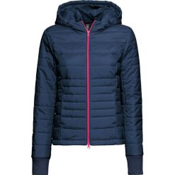 Krótka kurtka, watowana bonprix ciemnoniebiesko-różowy neonowy. Niebieskie kurtki damskie bonprix, bez wzorów, krótkie. Za 109,99 zł.