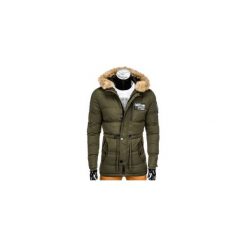 KURTKA MĘSKA ZIMOWA PARKA C308 - OLIWKOWA. Zielone parki męskie marki Ombre Clothing, na zimę, m, z poliesteru. Za 99,00 zł.