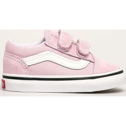 Vans - Tenisówki dziecięce. Różowe trampki dziewczęce Vans, bez wzorów, ze skóry, bez zapięcia. Za 169,90 zł.