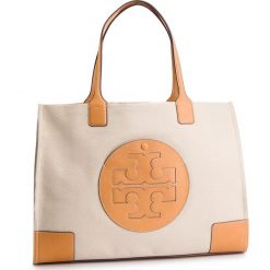 Torebka TORY BURCH - Ella Canvas Tote 45209 Natural 254. Brązowe torebki klasyczne damskie Tory Burch, bez wzorów, ze skóry ekologicznej, klasyczne, bez dodatków. Za 1269,00 zł.