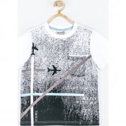 Koszulka. Białe t-shirty chłopięce BORN TO FLY, z aplikacjami, z dzianiny, z długim rękawem. Za 25,90 zł.