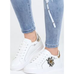 Buty sportowe damskie: Biało-Złote Buty Sportowe Chambray