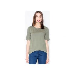 Bluzka M436 Oliwka. Zielone bluzki damskie FIGL, m, bez wzorów, z okrągłym kołnierzem, z krótkim rękawem. Za 99,00 zł.
