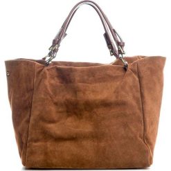 Shopper bag damskie: Skórzany shopper bag w kolorze brązowym – 42 x 40 x 20 cm