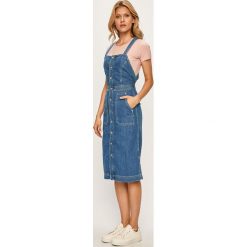 Pepe Jeans - Sukienka. Niebieskie sukienki damskie Pepe Jeans, na co dzień, xs, bez wzorów, z bawełny, casualowe, z dekoltem karo, bez rękawów, mini, proste. W wyprzedaży za 269,90 zł.