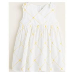 Mango Kids - Sukienka dziecięca Cinnia 80-104 cm. Białe sukienki dziewczęce Mango Kids, z haftami, z bawełny, casualowe, bez rękawów, rozkloszowane. W wyprzedaży za 49,90 zł.