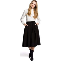 Czarna Rozkloszowana Wizytowa Spódnica Midi z Paskiem. Czarne spódniczki dziewczęce Molly.pl, w paski, wizytowe, długie, midi, rozkloszowane. Za 99,90 zł.