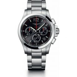 LONGINES Conquest L3.717.4.56.6. Czarne zegarki męskie LONGINES, ze stali. Za 6350,00 zł.