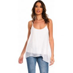 Jedwabny top w kolorze białym. Białe topy damskie Silk Premium, s, bez wzorów, z jedwabiu, z okrągłym kołnierzem. W wyprzedaży za 128,95 zł.