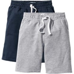 Bermudy chłopięce dresowe (2 pary) bonprix jasnoszary melanż - ciemnoniebieski. Szare dresy chłopięce bonprix, w paski, z dresówki. Za 55,98 zł.