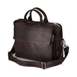 Torba Solier Skórzana męska torba, na laptop Solier REMI brązowa. Pomarańczowe torby męskie skórzane Solier, bez wzorów. Za 718,86 zł.