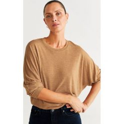 Mango - Bluzka Calen. Szare bluzki damskie Mango, xs, bez wzorów, z poliesteru, z okrągłym kołnierzem, z długim rękawem. Za 69,90 zł.
