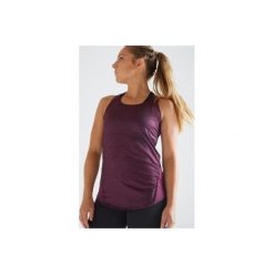 Top fitness kardio damski 120 bordowy melanż. Różowe topy damskie DOMYOS, bez wzorów, z elastanu, bez kołnierzyka. Za 29,99 zł.