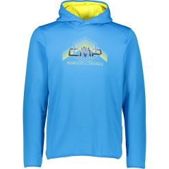 Bluza polarowa w kolorze niebieskim. Niebieskie bluzy męskie m, z nadrukiem, z materiału, z kapturem. W wyprzedaży za 119,95 zł.
