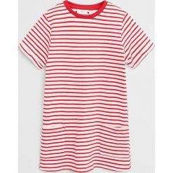 Mango Kids - Sukienka dziecięca Raya 110-164 cm. Niebieskie sukienki dziewczęce Mango Kids, bez wzorów, z bawełny, z krótkim rękawem, krótkie, mini, proste. Za 59,90 zł.