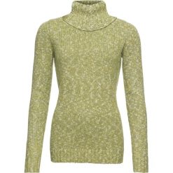 Sweter z golfem bonprix zielony melanż. Zielone swetry damskie bonprix, bez wzorów, bez rękawów. Za 49,99 zł.