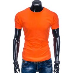 T-shirty męskie: T-SHIRT MĘSKI BEZ NADRUKU S884 - POMARAŃCZOWY