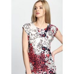 Bluzki damskie: Biało-Różowy T-shirt Tigress