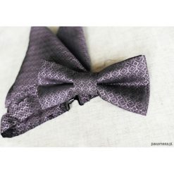 MUCHA fioletowa z Poszetką w Opakowaniu. Fioletowe muszki męskie Pakamera, w paski, eleganckie. Za 79,00 zł.