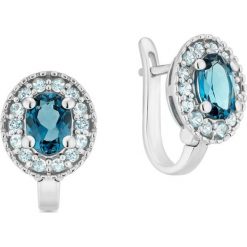 Kolczyki damskie: RABAT Białe Złoto Kolczyki – złoto białe 585, Topaz london blue…