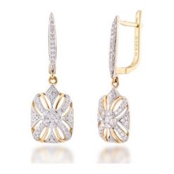 Wyjątkowe Kolczyki - , Brylant 0,10ct,diament 0,18ct. Żółte kolczyki damskie marki W.KRUK, z brylantem, złote. Za 3290,00 zł.