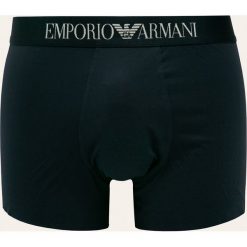 Emporio Armani - Bokserki. Czarne bokserki męskie Emporio Armani, bez wzorów, z elastanu. W wyprzedaży za 129,90 zł.